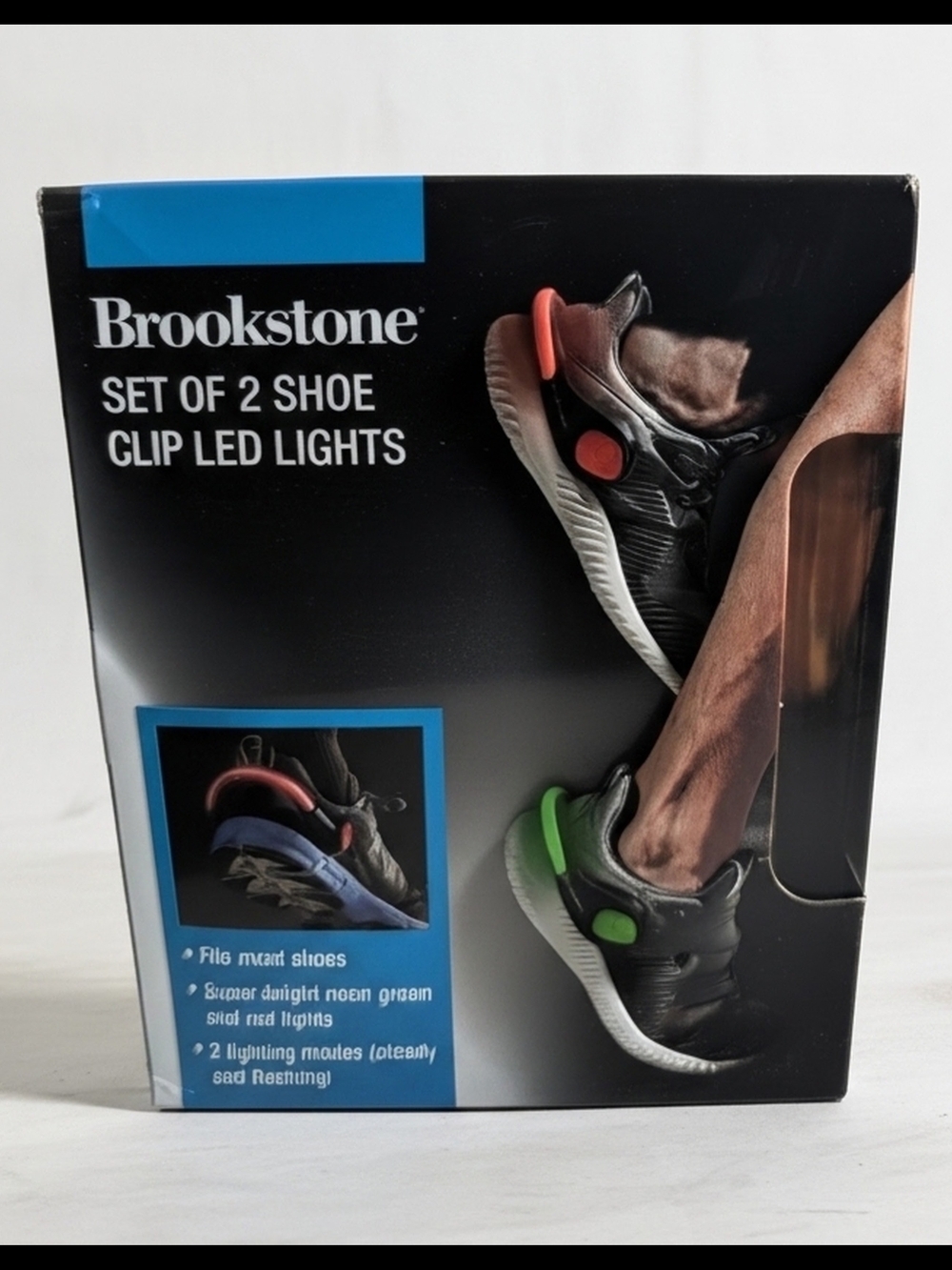 Brookstone Set of 2 Shoe Clip LED Lights — Red & Green